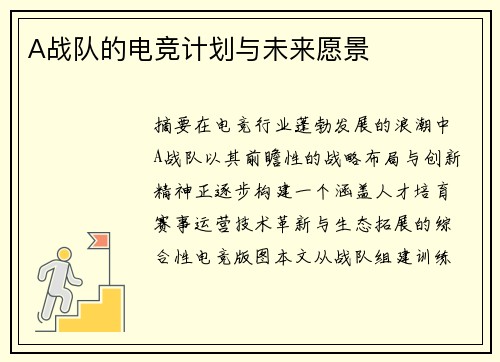 A战队的电竞计划与未来愿景